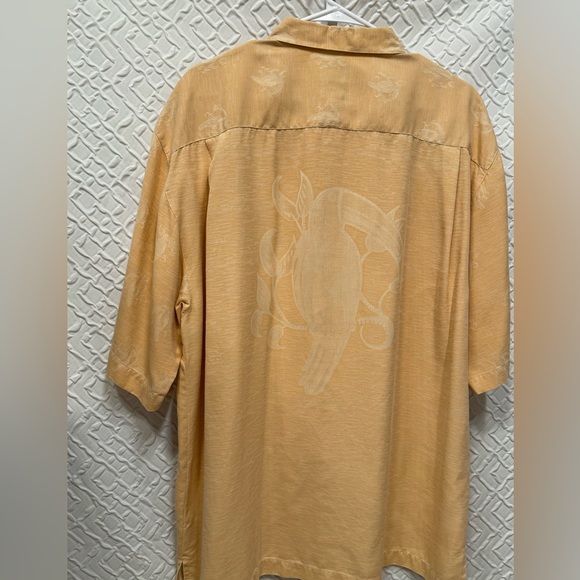 Montego Mon 100% silk Hawaiian shirt with a Parrot weave. Tangerine size Large - Picture 14 of 16
